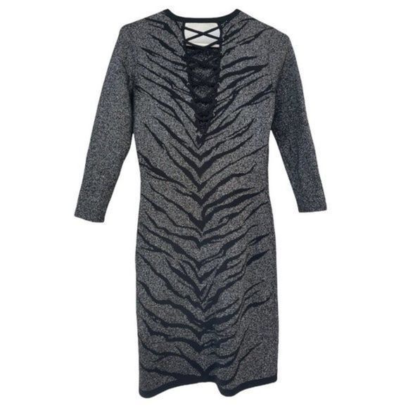 NWT Express Bodycon animal print w/sparkle Dress‎ - Picture 3 of 11